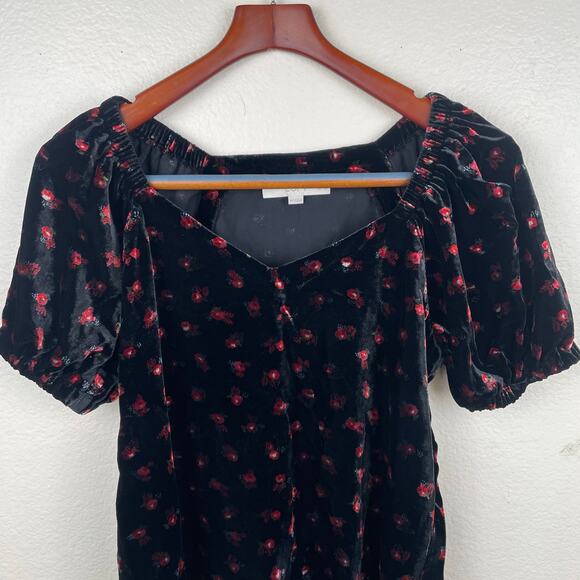 Womens Top Sz M Velvet Floral Witchy Dark Feminine Whimsigoth Cottage Gothic - Picture 11 of 11